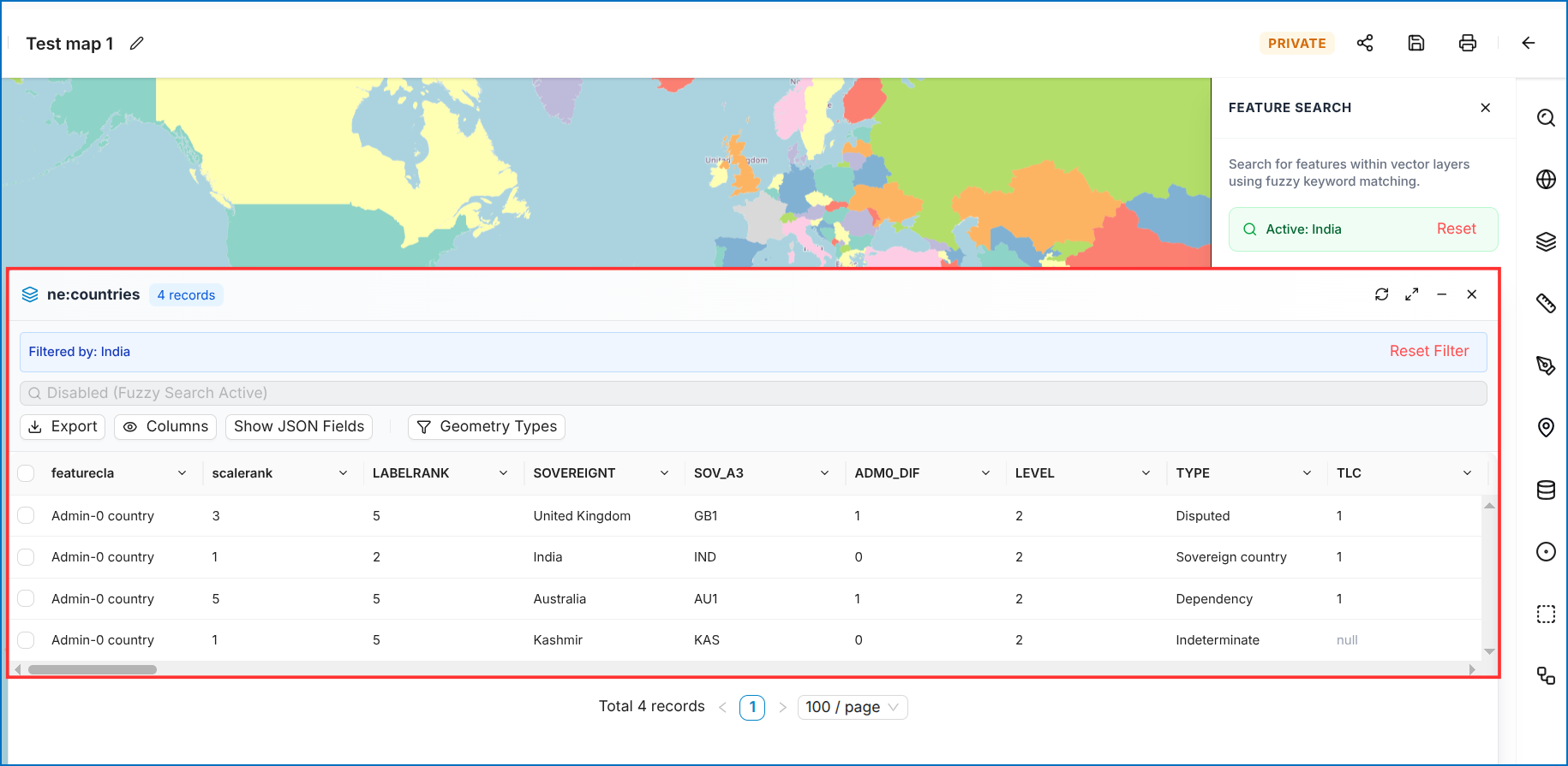 Fuzzy Search Results Table