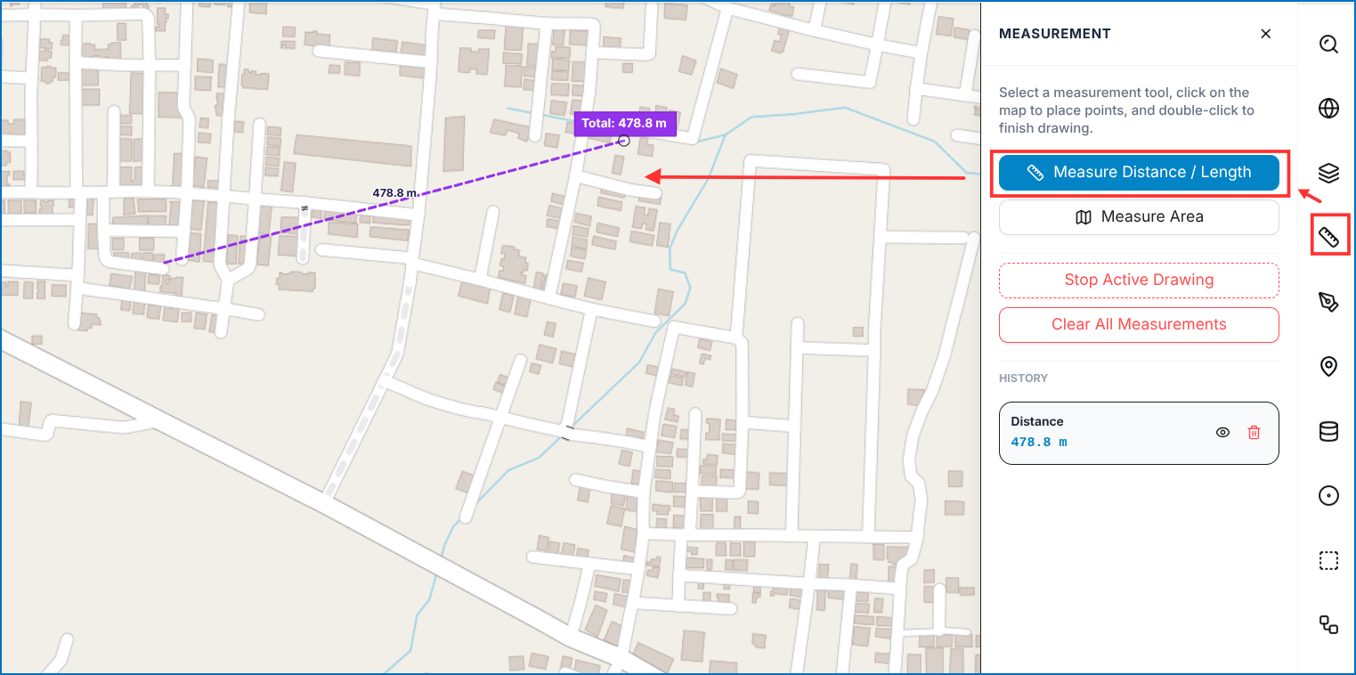 Measurement Tool - Distance and Measurement History