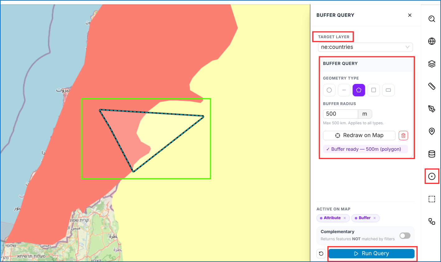 Buffer Query Configuration and Drawing on Map