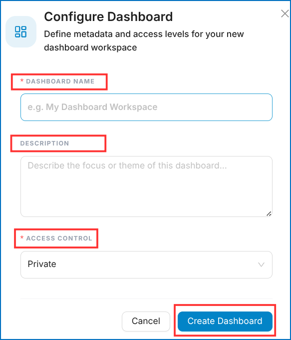 Configure Dashboard Modal