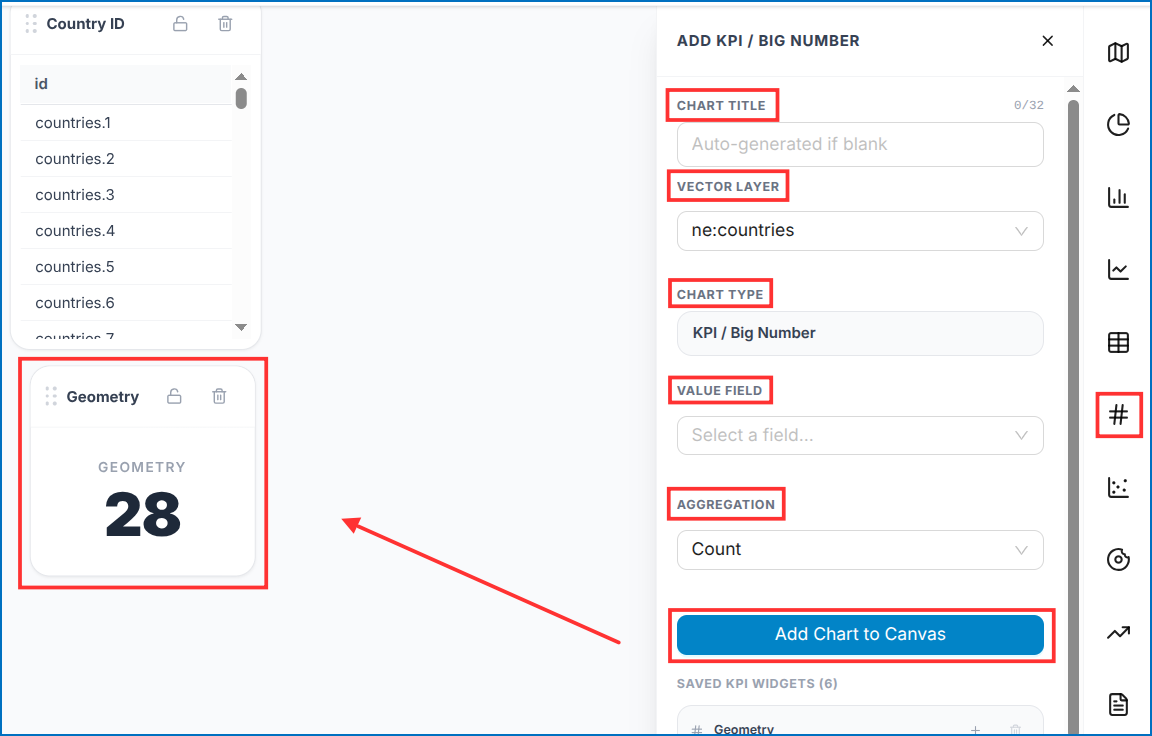 Add KPI / Big Number Widget
