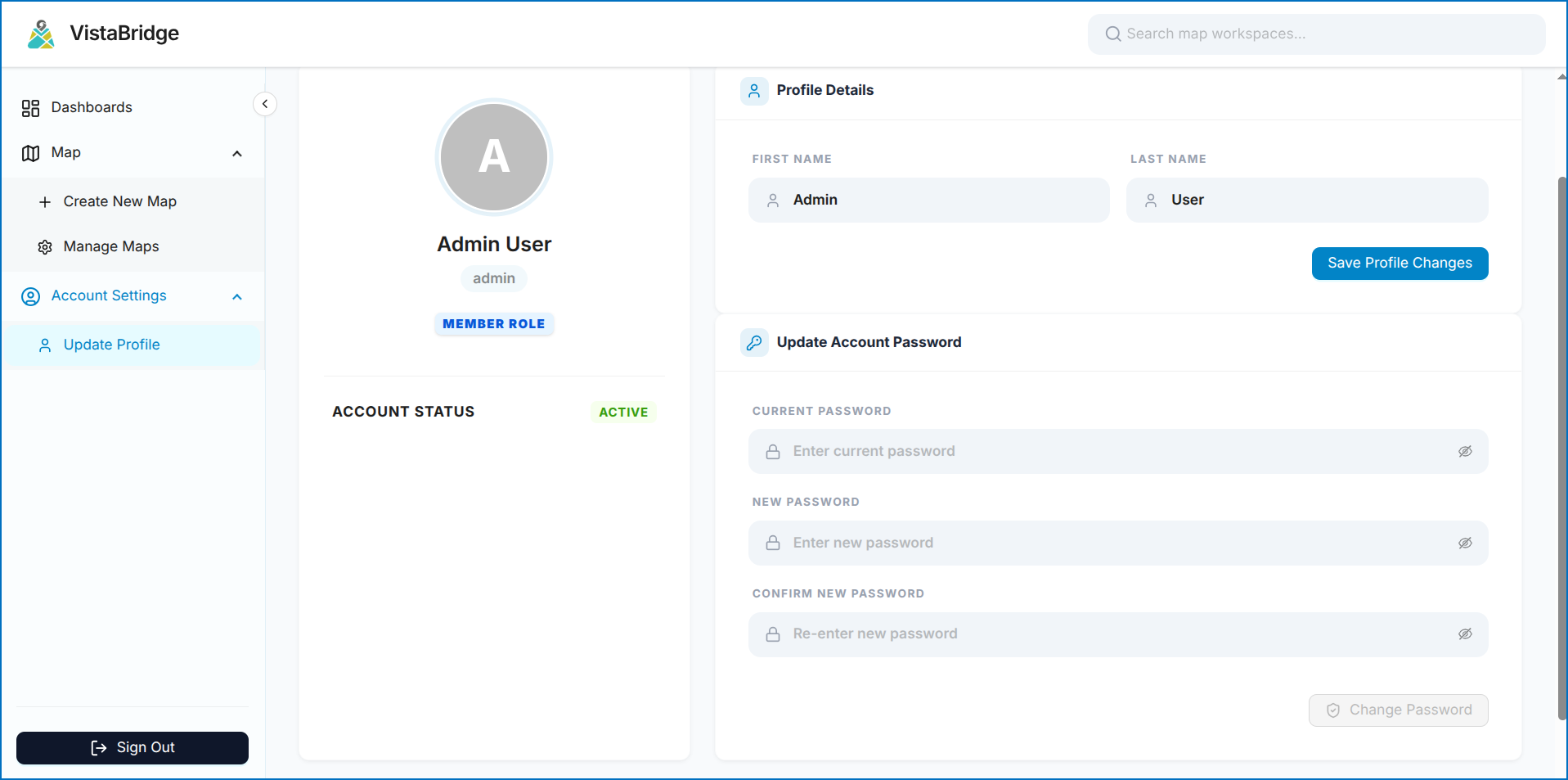 Change Password and Account Settings