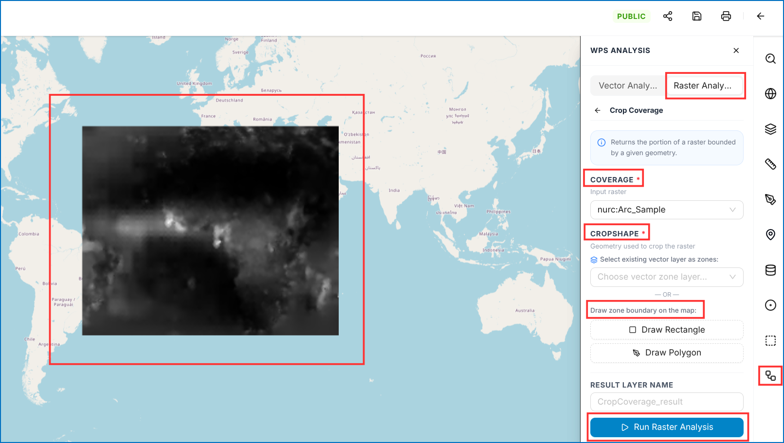 WPS Analysis - Crop Coverage Result on Map