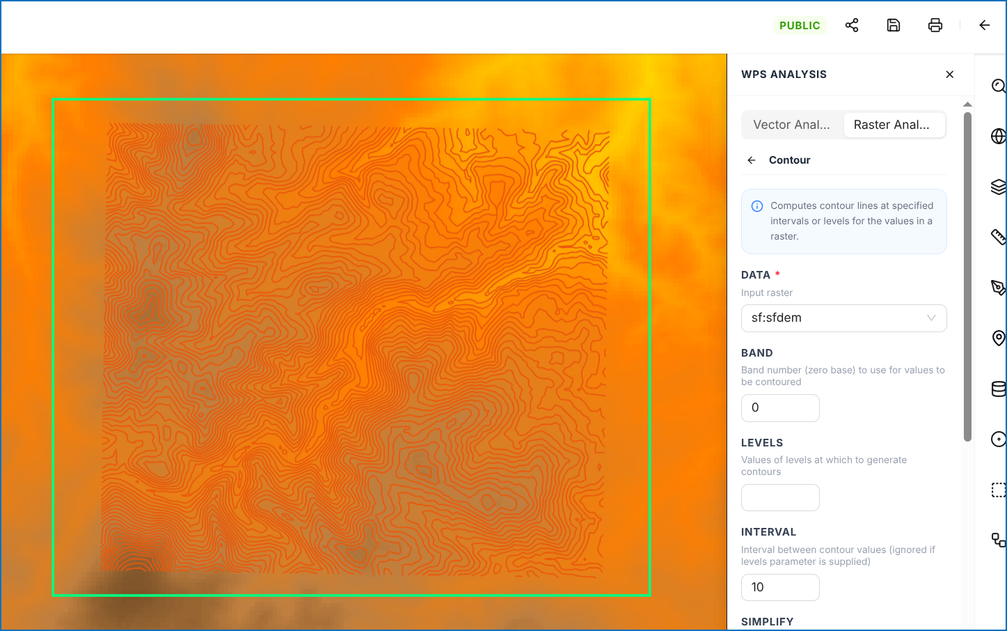 WPS Analysis - Contour Result Layer in Layer List